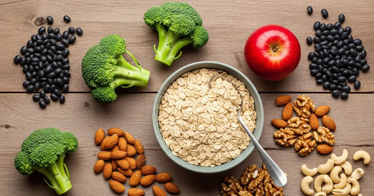 Lista de alimentos ricos em fibras solúveis e insolúveis, incluindo aveia, feijão e maçãs
