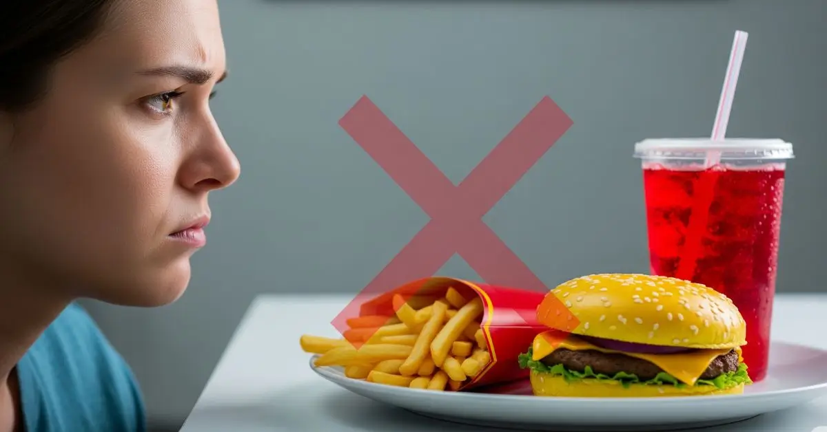 Pessoa olhando com desconforto para alguns dos piores alimentos para a saúde intestinal