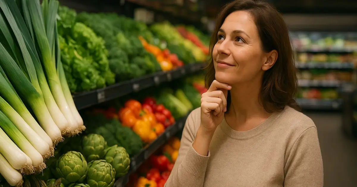 Pessoa fazendo escolhas conscientes para saber se preciso de prebióticos, comprando alimentos ricos em fibras