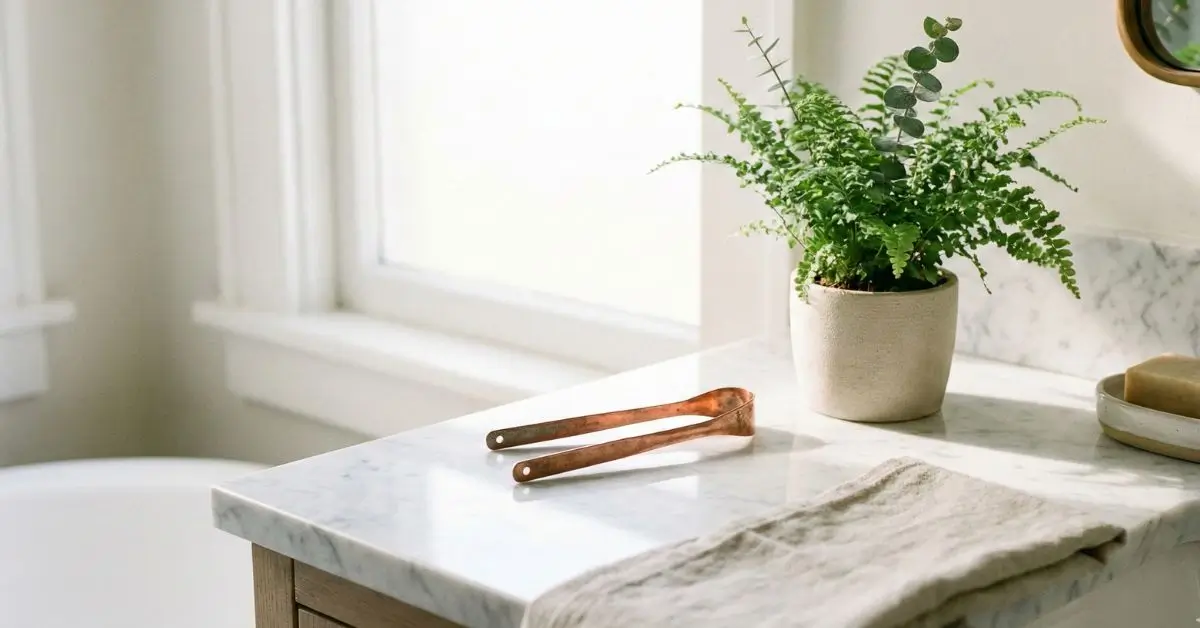 Raspador de língua de cobre para higiene oral matinal e saúde do intestino